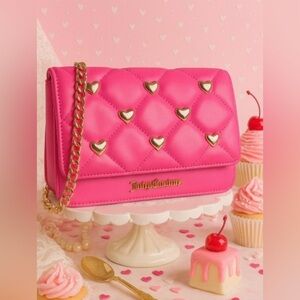 Juicy Couture Pink and Gold Crossbody Bag with Quilted Design